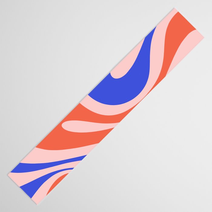 Mod Swirl Retro Abstract Pattern Pink Orange Bright Blue Table Runner Gallery Image 3