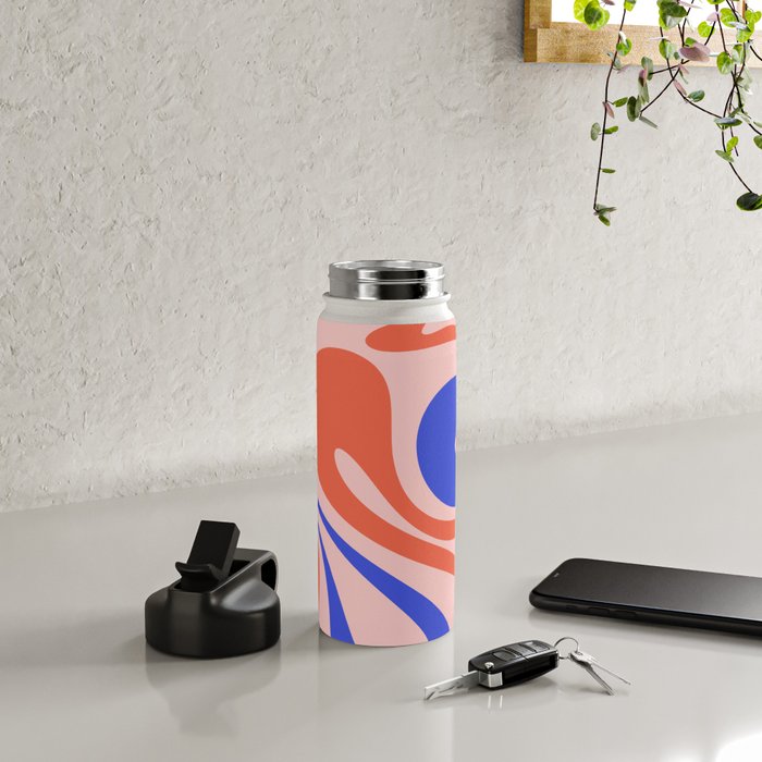 Mod Swirl Retro Abstract Pattern Pink Orange Bright Blue Water Bottle Gallery Image 4