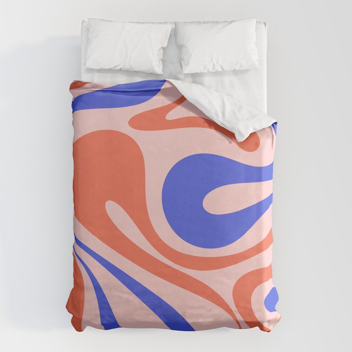 Mod Swirl Retro Abstract Pattern Pink Orange Bright Blue Duvet Cover Gallery Image 6