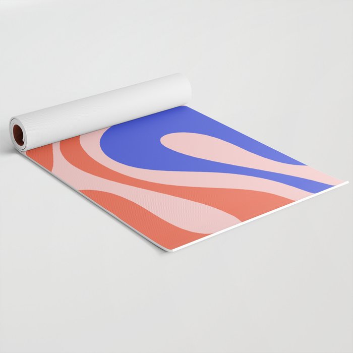 Mod Swirl Retro Abstract Pattern Pink Orange Bright Blue Yoga Mat Gallery Image 2
