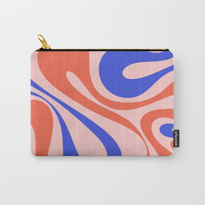 Mod Swirl Retro Abstract Pattern Pink Orange Bright Blue Carry All Pouch Gallery Image 1