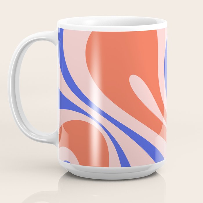Mod Swirl Retro Abstract Pattern Pink Orange Bright Blue Coffee Mug Gallery Image 3