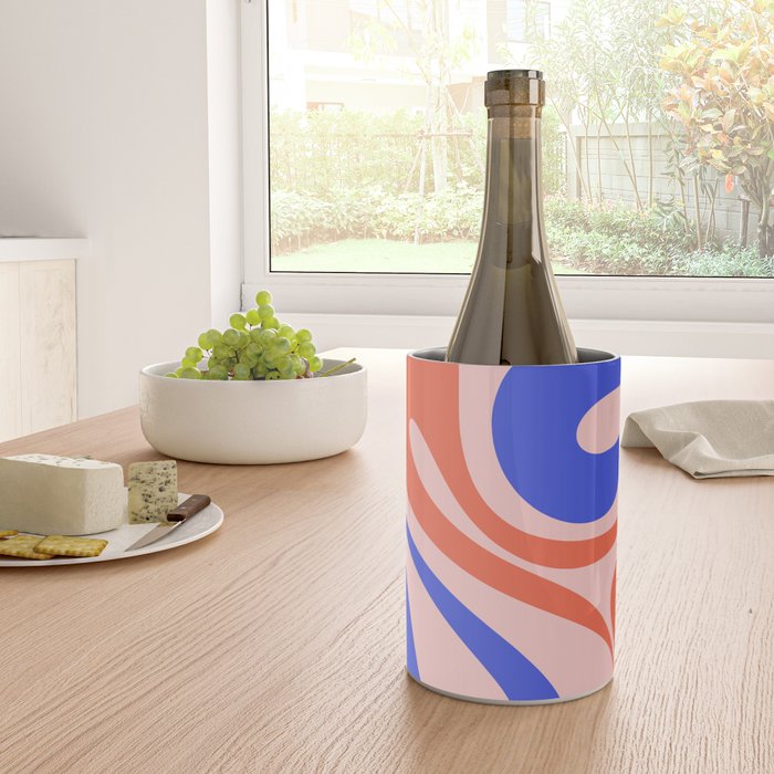 Mod Swirl Retro Abstract Pattern Pink Orange Bright Blue Wine Chiller Gallery Image 4