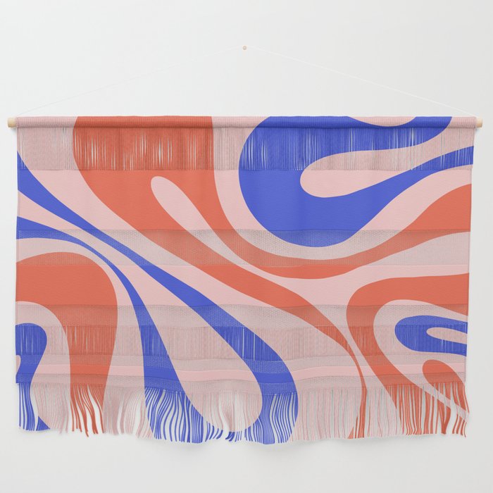 Mod Swirl Retro Abstract Pattern Pink Orange Bright Blue Wall Hanging Gallery Image 1