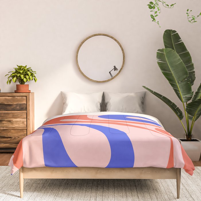 Mod Swirl Retro Abstract Pattern Pink Orange Bright Blue Comforter Gallery Image 3