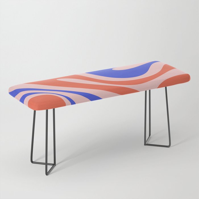 Mod Swirl Retro Abstract Pattern Pink Orange Bright Blue Bench Gallery Image 1