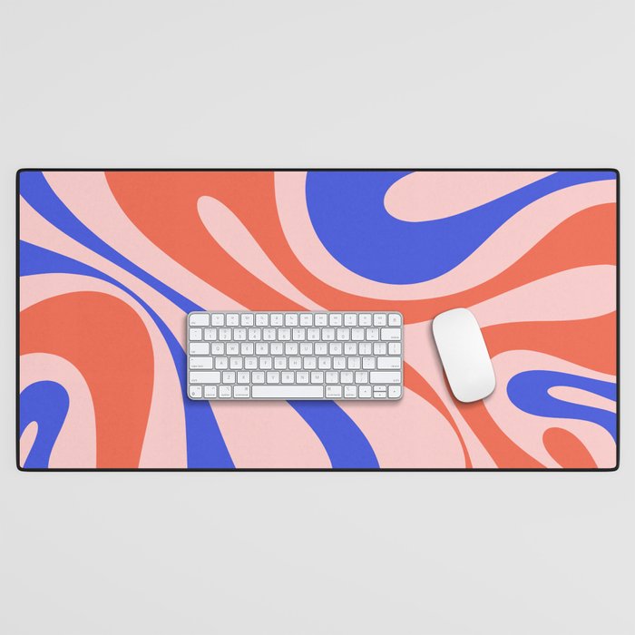 Mod Swirl Retro Abstract Pattern Pink Orange Bright Blue Desk Mat Gallery Image 1