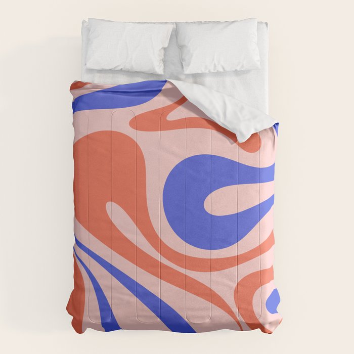 Mod Swirl Retro Abstract Pattern Pink Orange Bright Blue Comforter Gallery Image 1