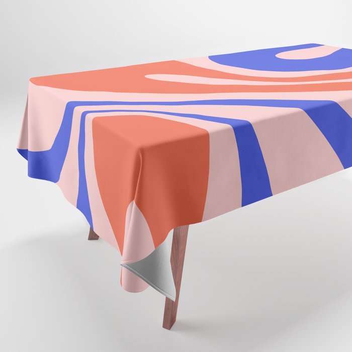 Mod Swirl Retro Abstract Pattern Pink Orange Bright Blue Tablecloth Gallery Image 1