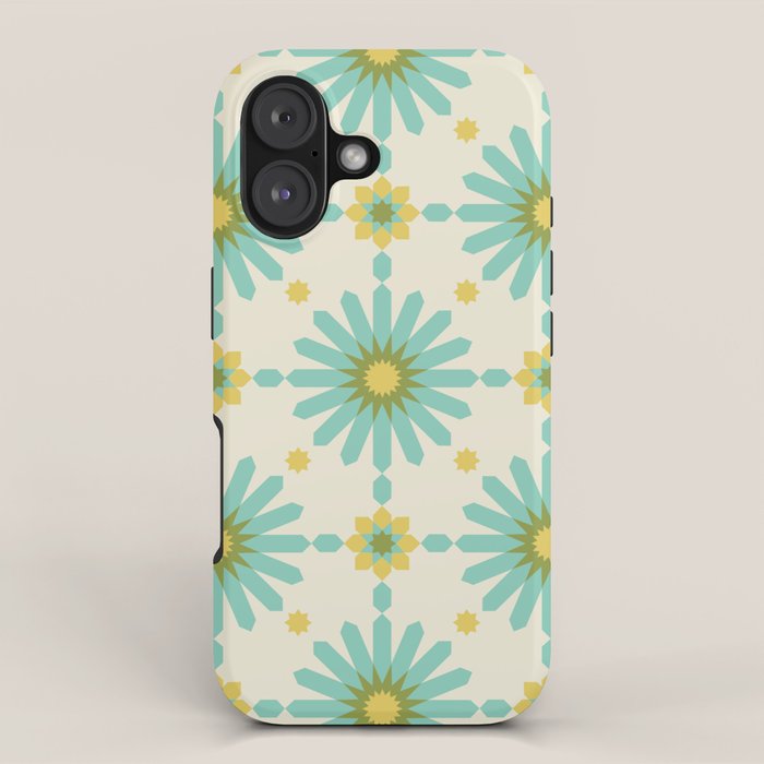 Geometric Starbursts - Blue + Yellow iPhone Case Gallery Image 1