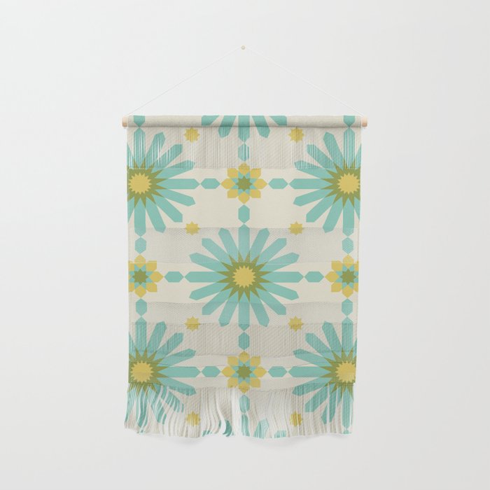 Geometric Starbursts - Blue + Yellow Wall Hanging Gallery Image 1