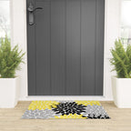 Yellow Black Gray Flower Burst Floral Pattern Welcome Mat Gallery Image 3