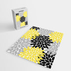 Yellow Black Gray Flower Burst Floral Pattern Jigsaw Puzzle Gallery Image 2