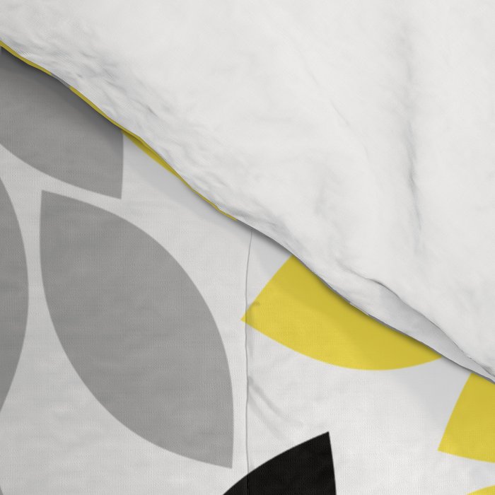 Yellow Black Gray Flower Burst Floral Pattern Comforter Gallery Image 4