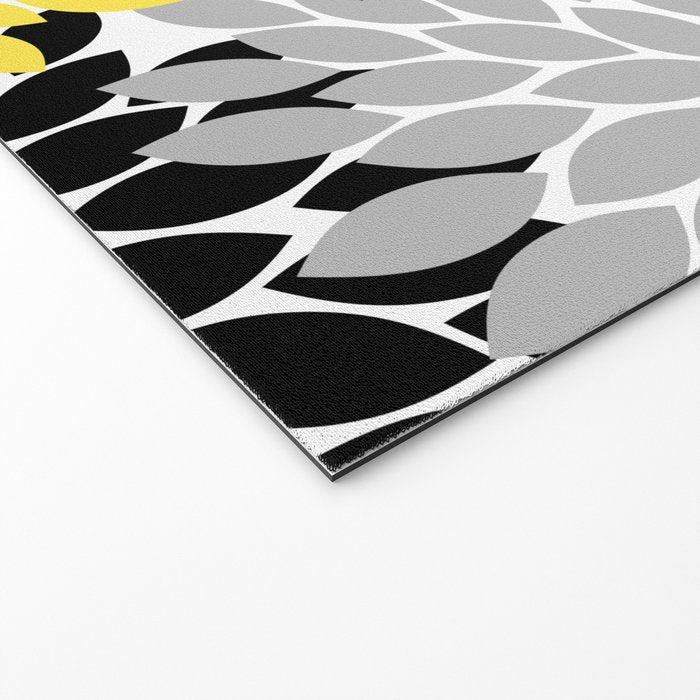 Yellow Black Gray Flower Burst Floral Pattern Welcome Mat Gallery Image 2