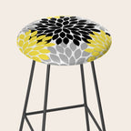 Yellow Black Gray Flower Burst Floral Pattern Stool Gallery Image 2