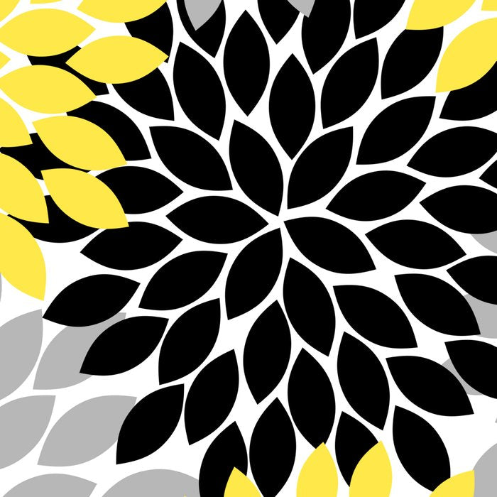 Yellow Black Gray Flower Burst Floral Pattern Coffee Mug Gallery Image 2