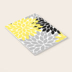Yellow Black Gray Flower Burst Floral Pattern Notebook Gallery Image 3