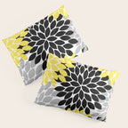 Yellow Black Gray Flower Burst Floral Pattern Pillow Sham Gallery Image 3