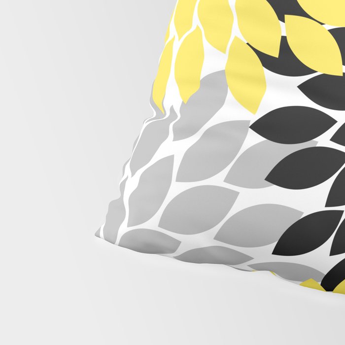 Yellow Black Gray Flower Burst Floral Pattern Pillow Sham Gallery Image 4