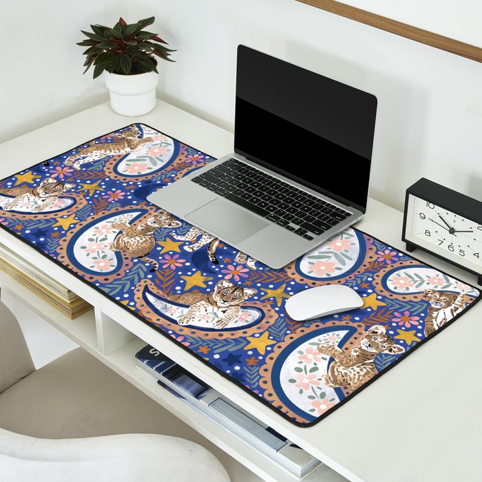 Leopard Cubs Starry Night Desk Mat Gallery Image 2