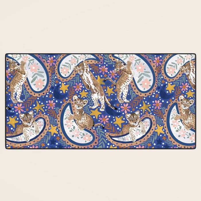 Leopard Cubs Starry Night Desk Mat Gallery Image 3