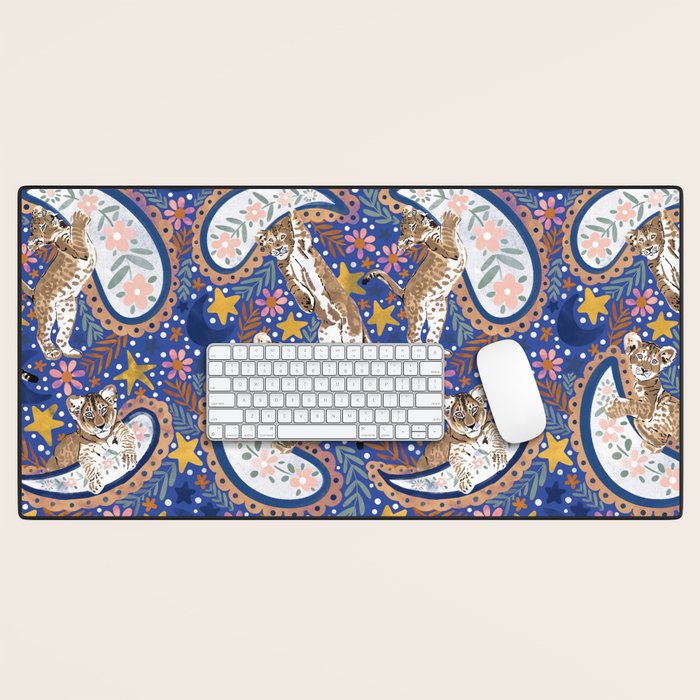 Leopard Cubs Starry Night Desk Mat Gallery Image 1
