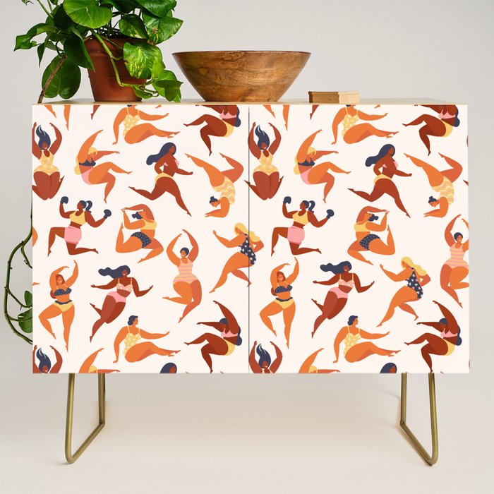 Body Positive. Women in summer swimsuits Credenza Gallery Image 1