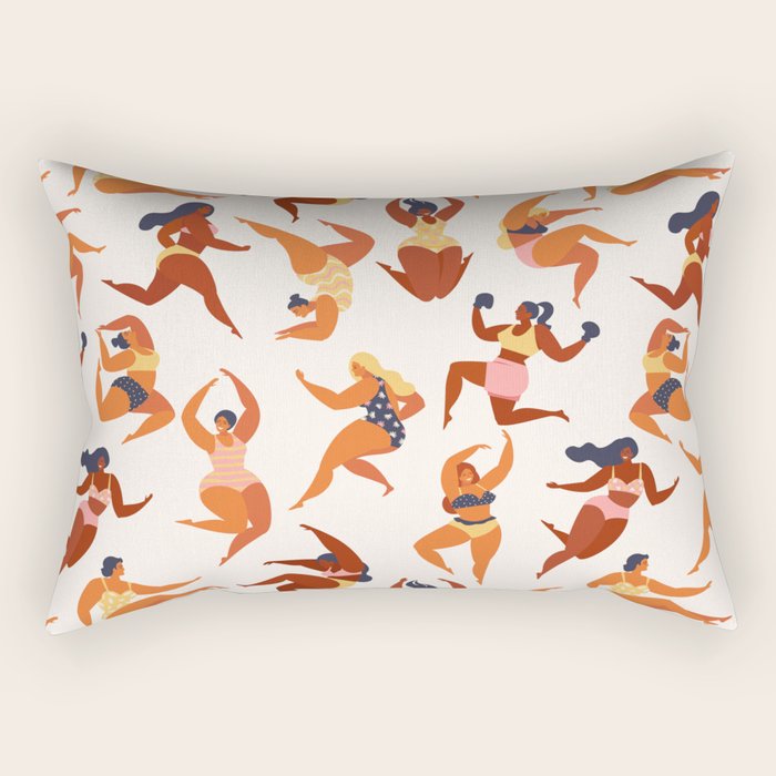 Body Positive. Women in summer swimsuits Rectangular Pillow Gallery Image 1