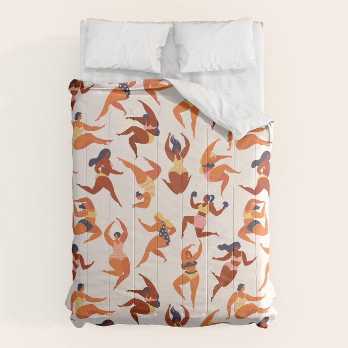 Body Positive. Women in summer swimsuits Comforter Gallery Image 6