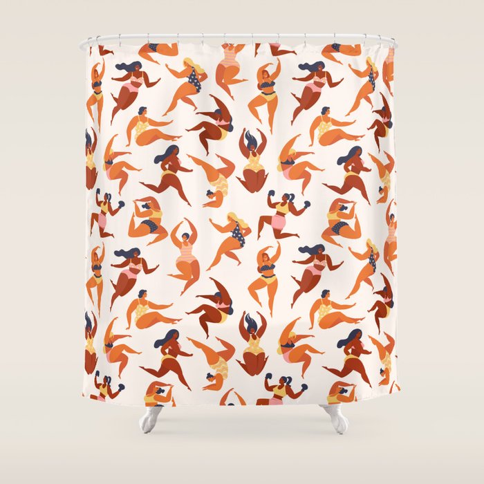 Body Positive. Women in summer swimsuits Shower Curtain Gallery Image 1
