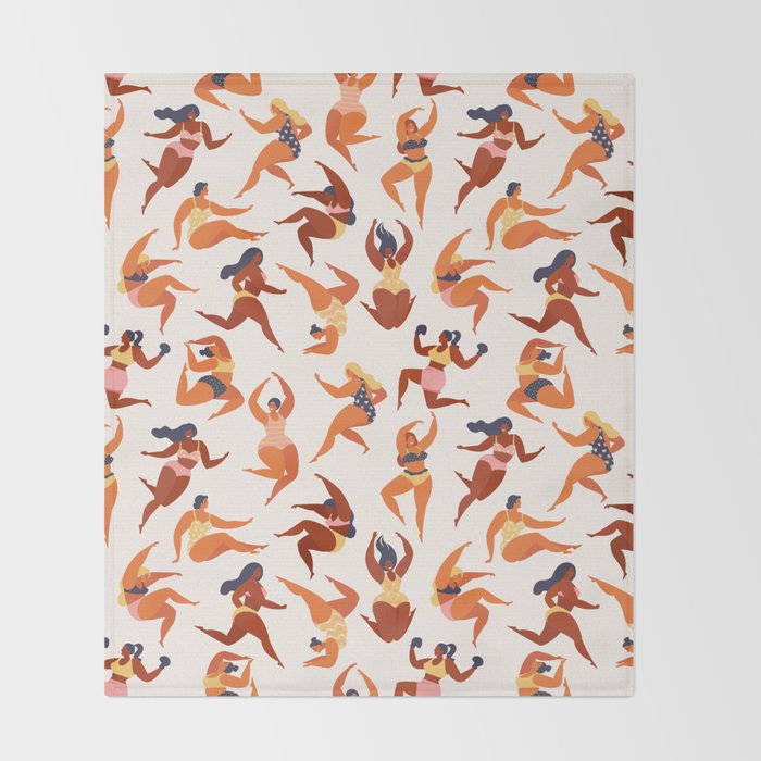Body Positive. Women in summer swimsuits Throw Blanket Gallery Image 2