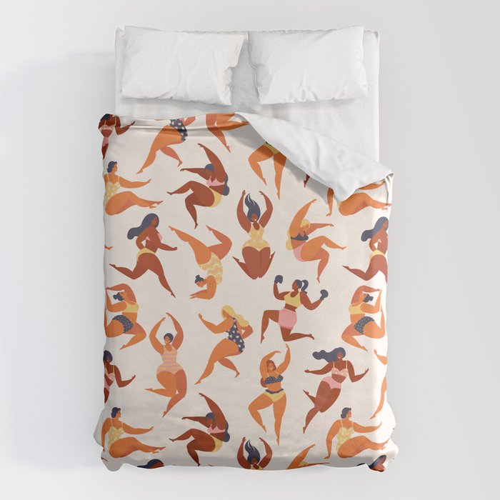 Body Positive. Women in summer swimsuits Duvet Cover Gallery Image 6