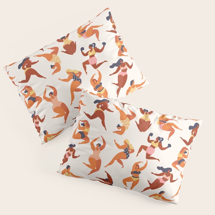 Body Positive. Women in summer swimsuits Pillow Sham Gallery Image 3