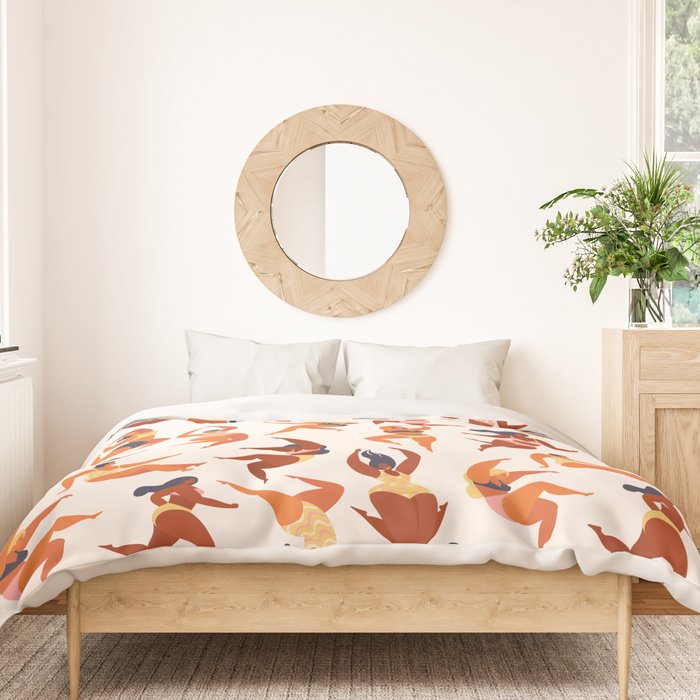 Body Positive. Women in summer swimsuits Duvet Cover Gallery Image 3