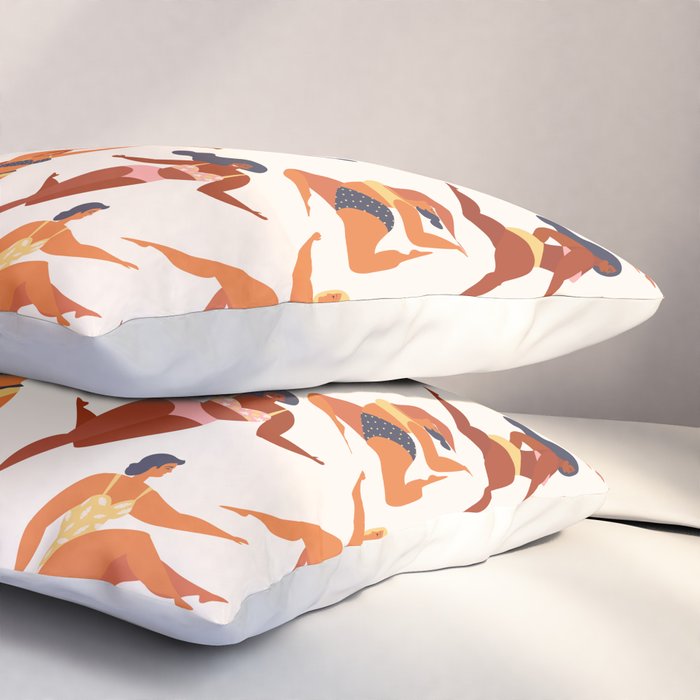 Body Positive. Women in summer swimsuits Pillow Sham Gallery Image 3