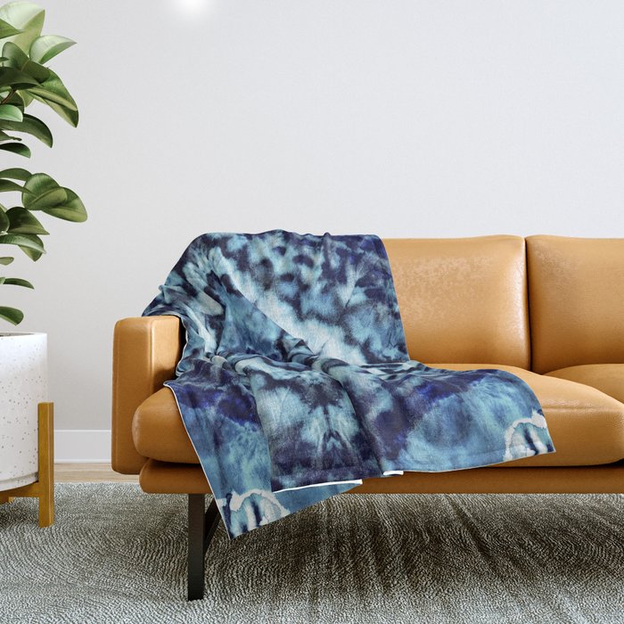 Tie Dye Linen Ikat Throw Blanket Gallery Image 1