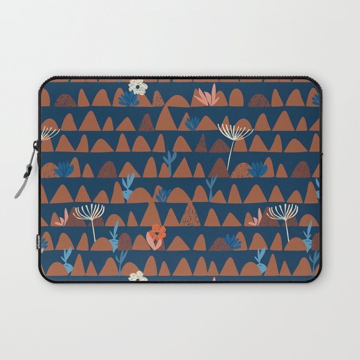 Farmland abstract pattern dark blue Laptop Sleeve Gallery Image 1