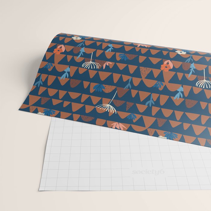 Farmland abstract pattern dark blue Wrapping Paper Gallery Image 2