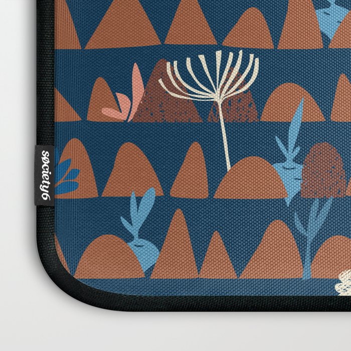 Farmland abstract pattern dark blue Laptop Sleeve Gallery Image 3