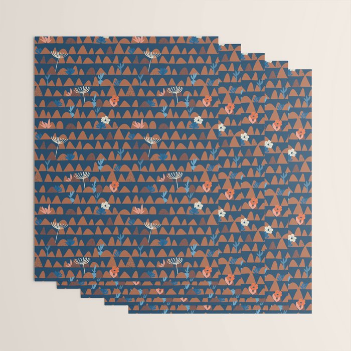 Farmland abstract pattern dark blue Wrapping Paper Gallery Image 3
