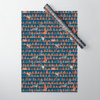 Farmland abstract pattern dark blue Wrapping Paper Gallery Image 1