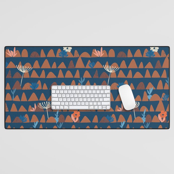 Farmland abstract pattern dark blue Desk Mat Gallery Image 1