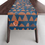 Farmland abstract pattern dark blue Table Runner Gallery Image 1