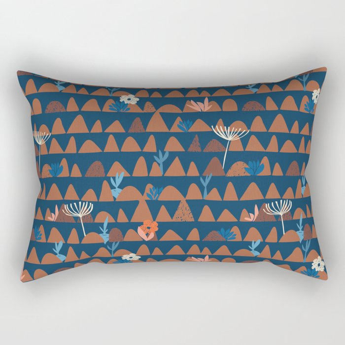 Farmland abstract pattern dark blue Rectangular Pillow Gallery Image 2