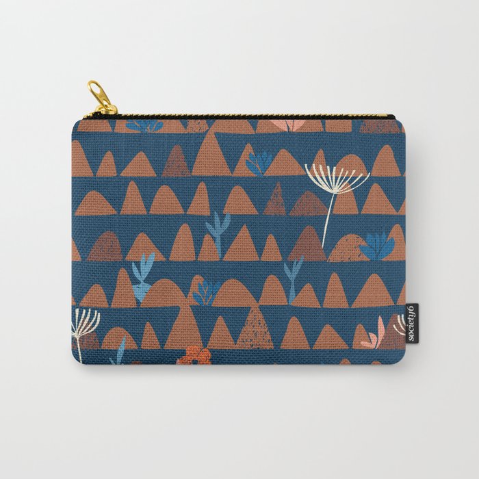 Farmland abstract pattern dark blue Carry All Pouch Gallery Image 1
