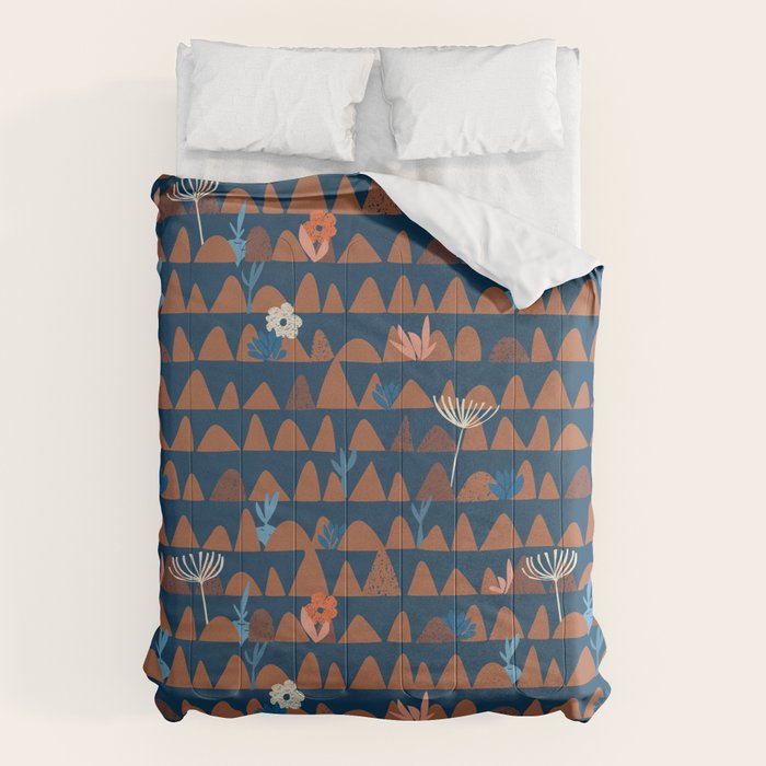 Farmland abstract pattern dark blue Comforter Gallery Image 1