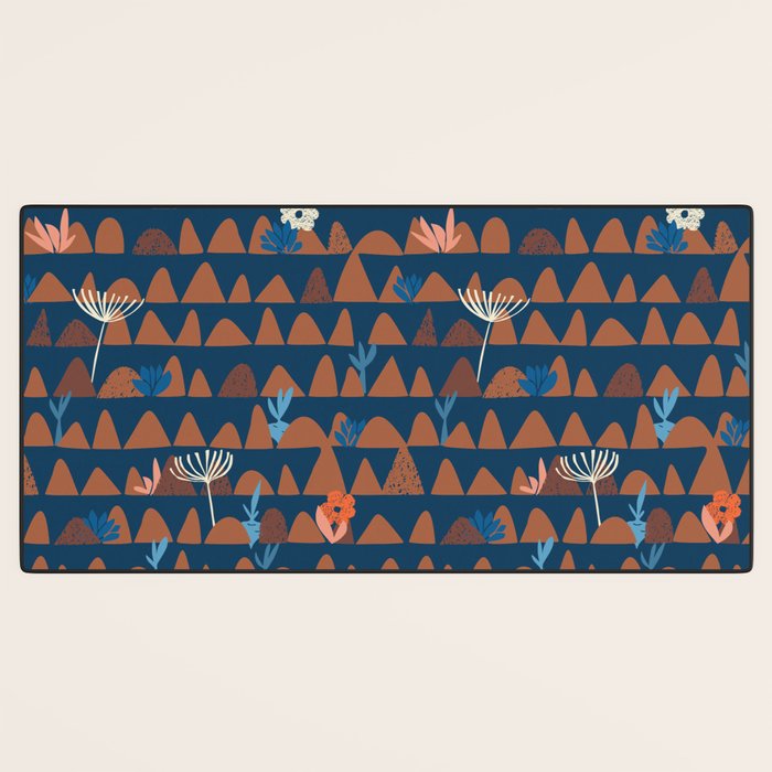 Farmland abstract pattern dark blue Desk Mat Gallery Image 3