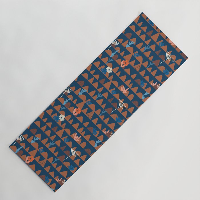 Farmland abstract pattern dark blue Yoga Mat Gallery Image 1