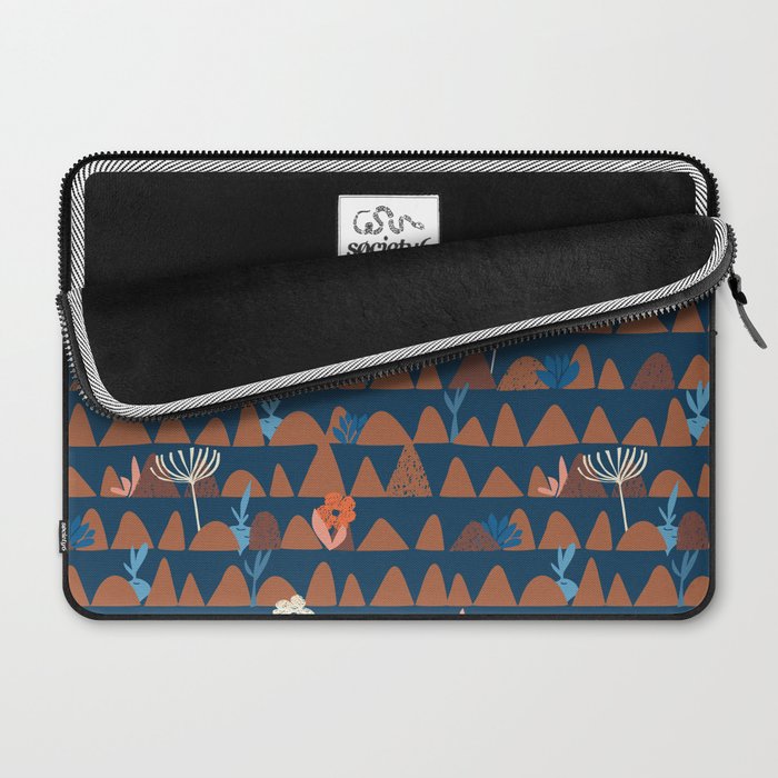 Farmland abstract pattern dark blue Laptop Sleeve Gallery Image 2